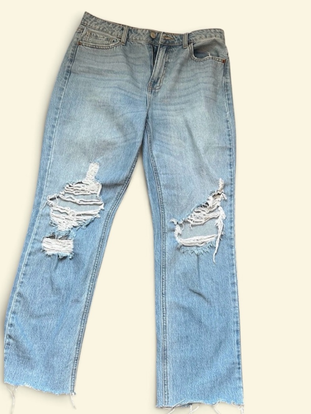 Cello Light Blue Distressed Straight Leg Jeans